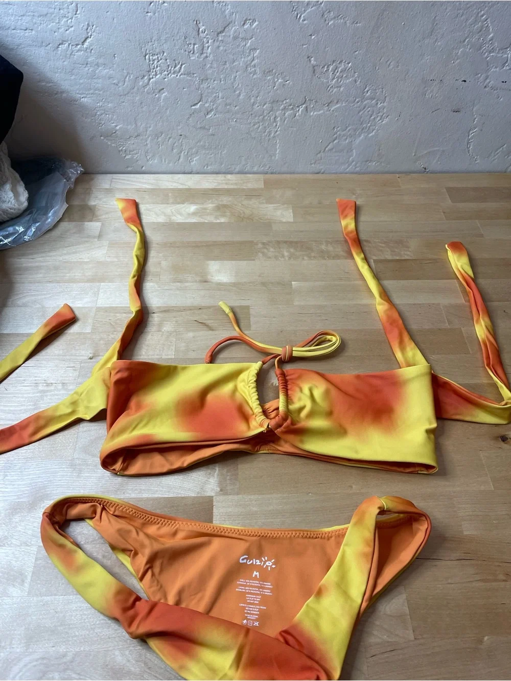 DANIELLE GUIZIO SSENSE Exclusive Yellow & Orange Mona Bikini Set Size M